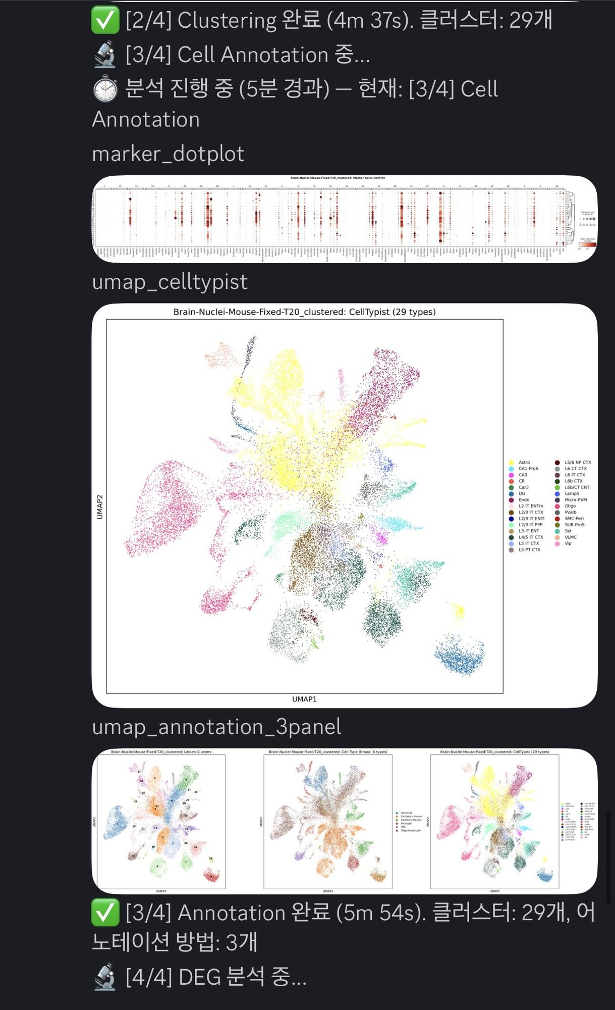 Automated analysis results from AI agent